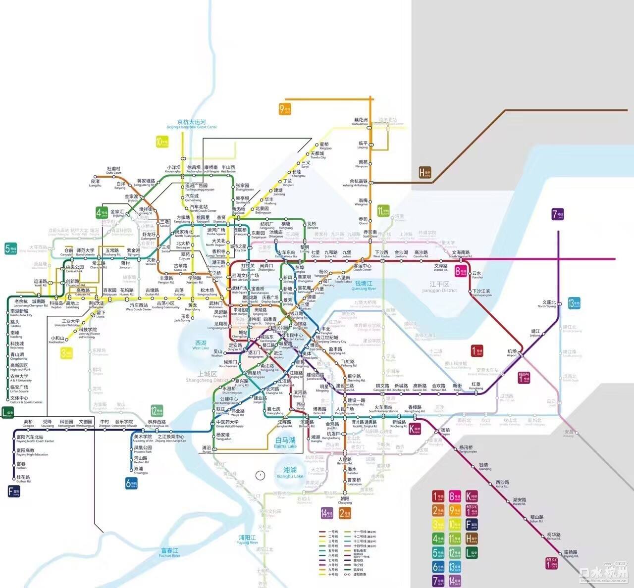 2016年8月最新最完美的大杭州地铁示意图