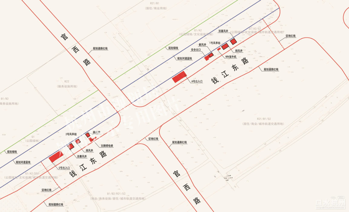 地铁9号线一期工程御道站,六堡站,钱江路站,艮山东路站站点公示