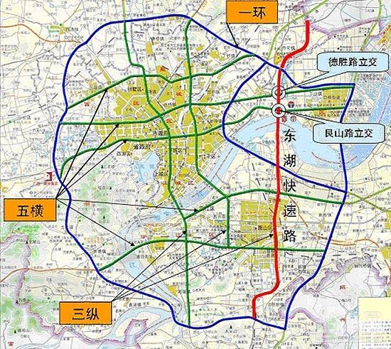 杭州五横三纵快速路网图jpg