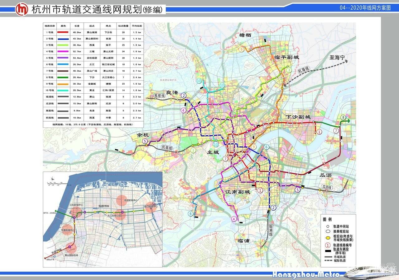 杭州市轨道交通规划图2020修编jpg