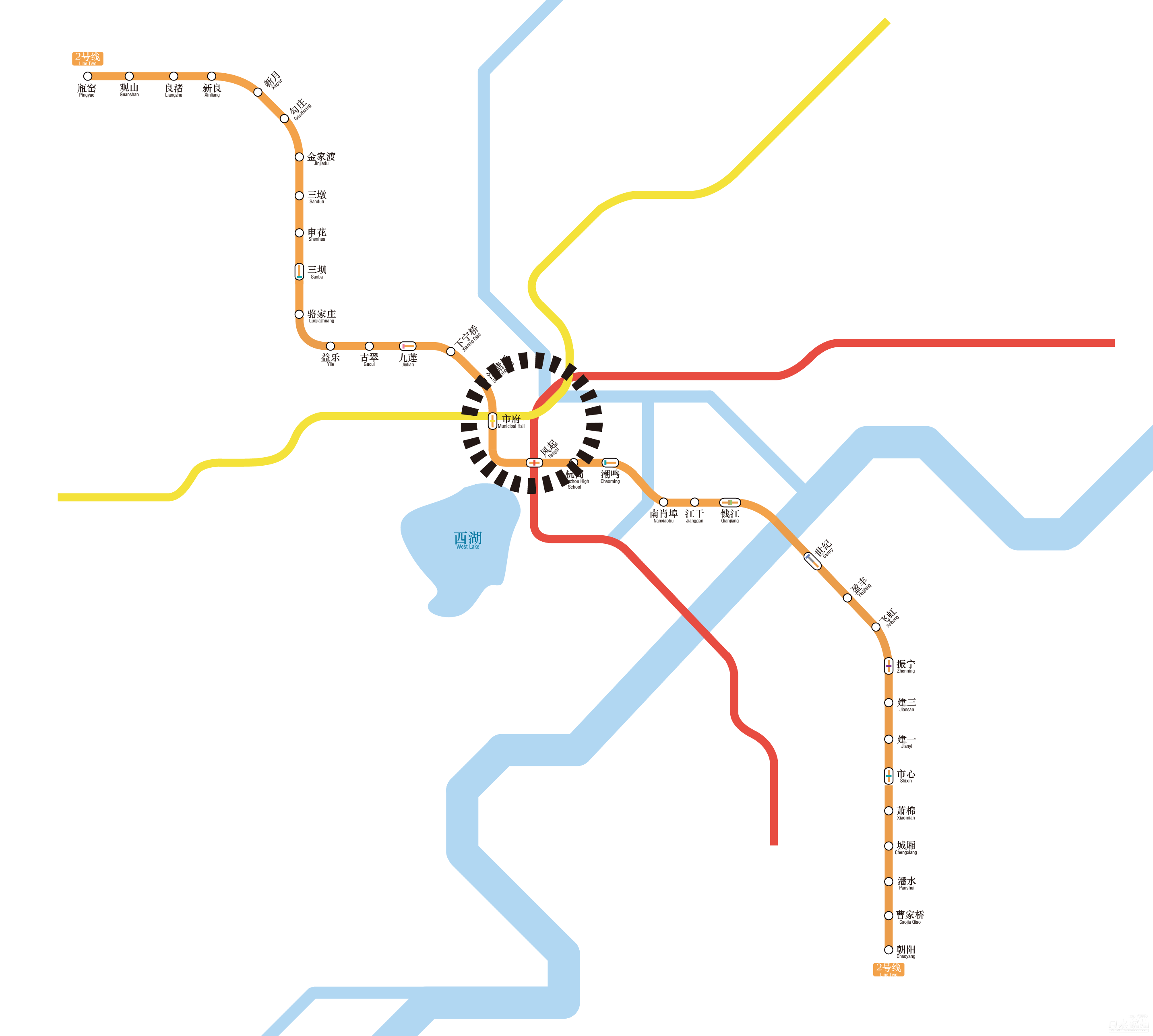 杭州地铁二号线线路图片