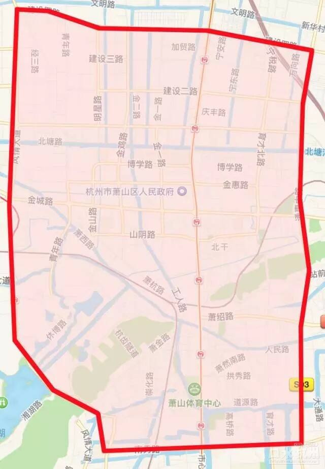 萧山限行区域图片