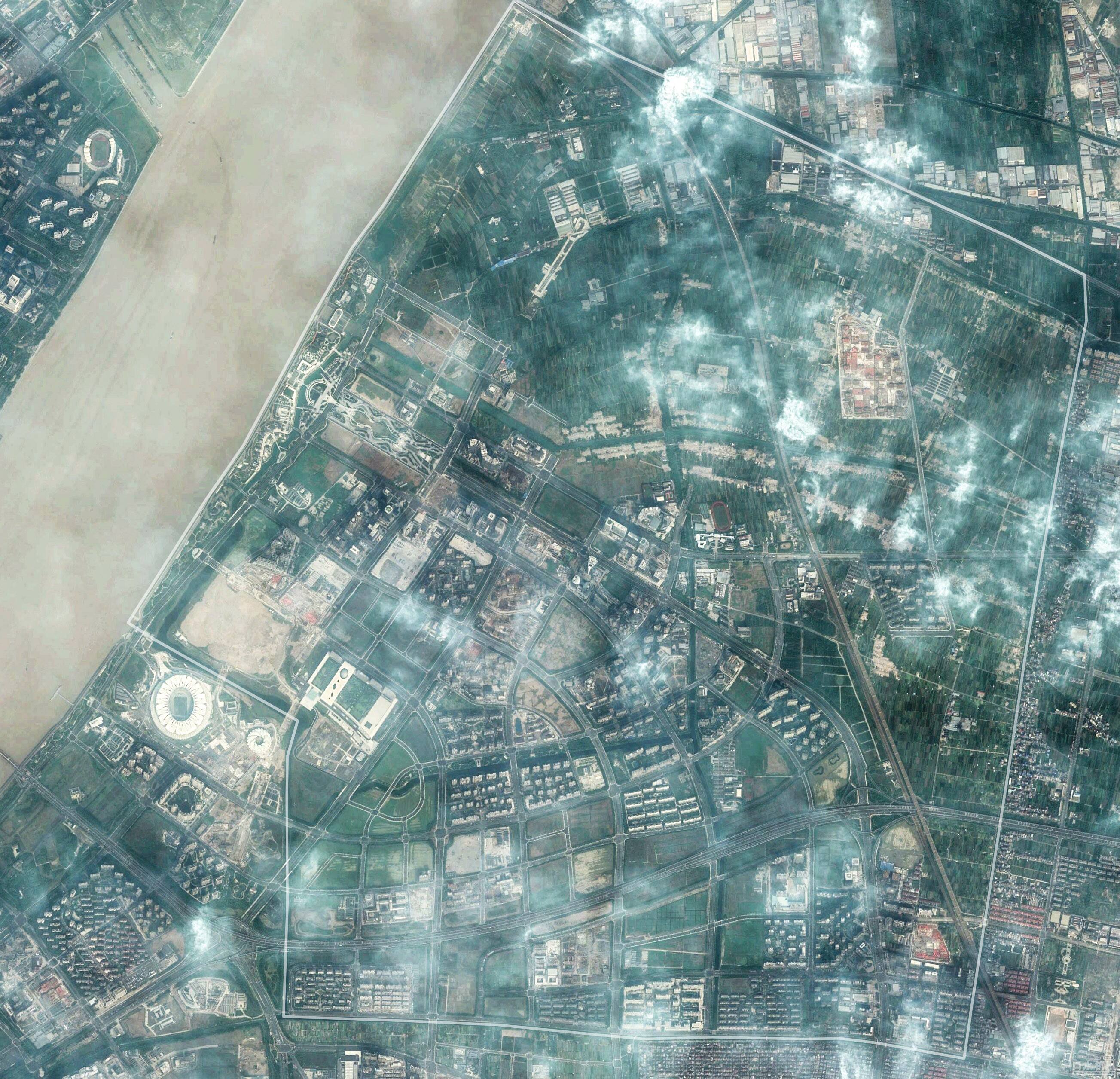 世纪城奥体亚运村2018年5月多角度鸟瞰全景图及板块整体卫星地图