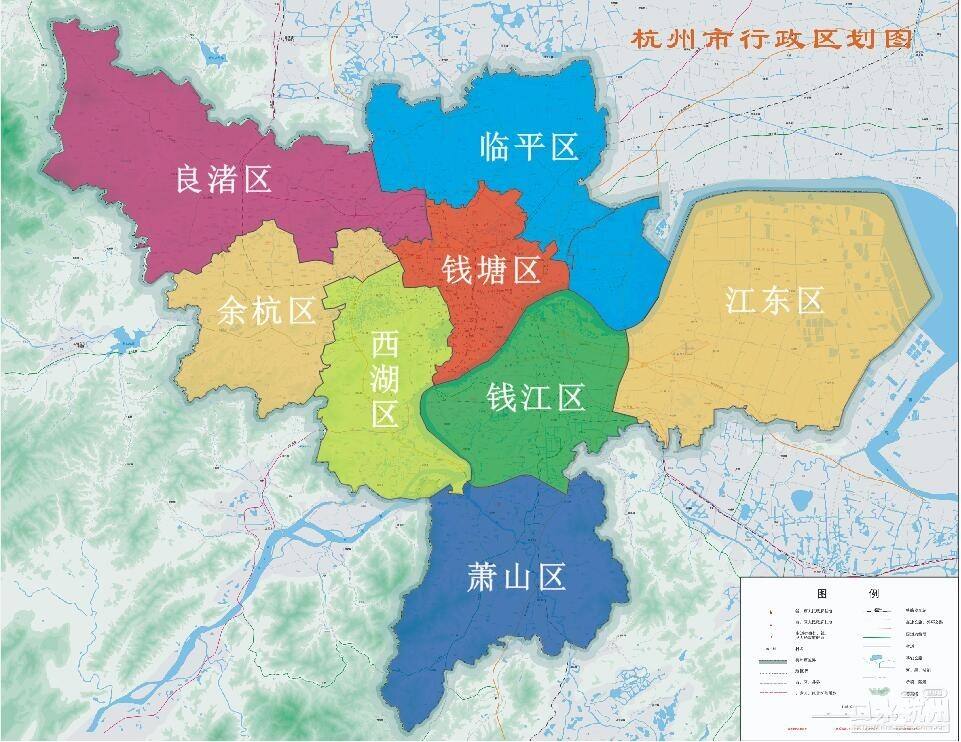 杭州各区地图分布图图片